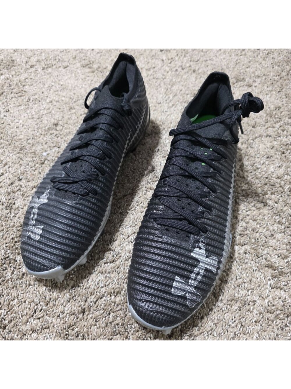 Under Armour Blur Pro Men's Football Cleats Black Silver 3028220-003 Size 12